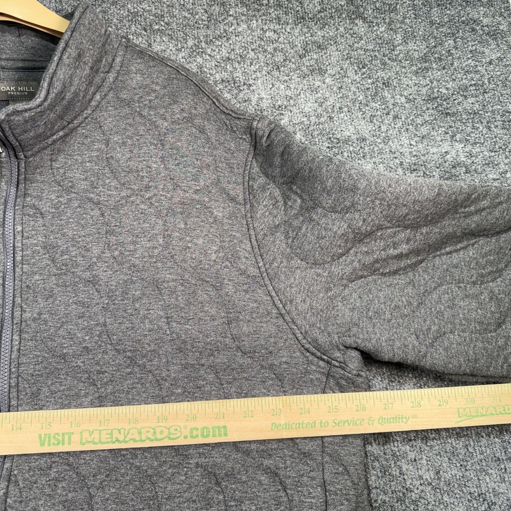 Oak Hill Premium Full Zip Sweater Mens XL Gray 100% Cotton Quilted Double Pocket - Picture 6 of 10